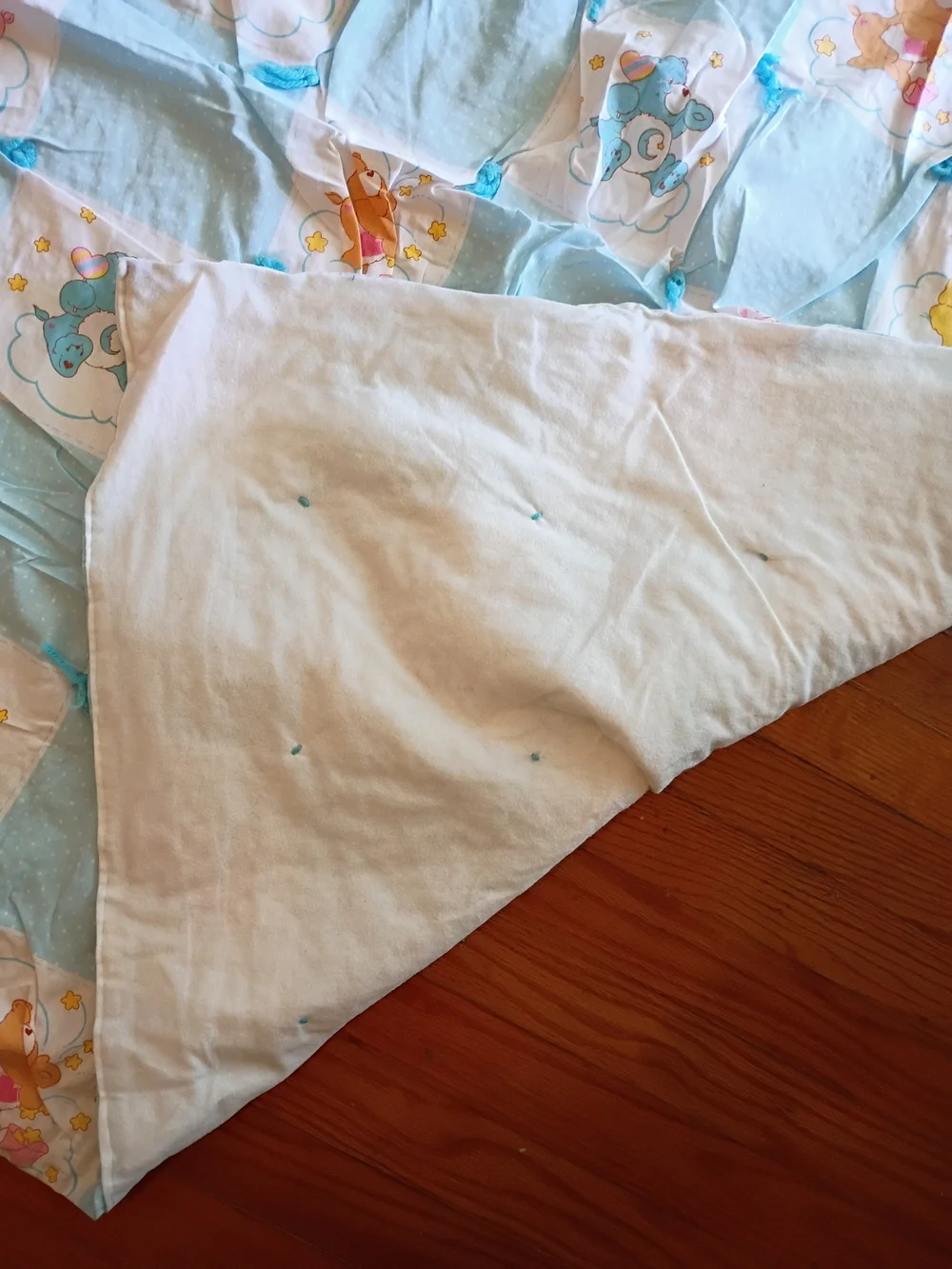 Vtg 52 x 42 Care Bears Crib or Toddler Bed Sized Quilt